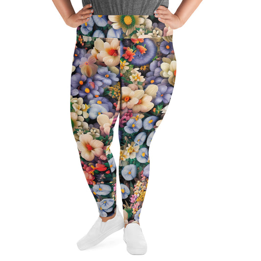 DMV 0114 Floral All-Over Print Plus Size Leggings