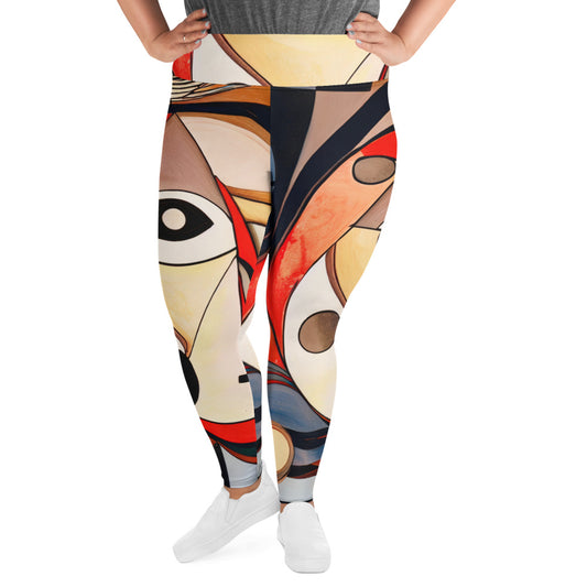 DMV 0214 Retro Art All-Over Print Plus Size Leggings