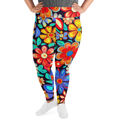 DMV 0257 Floral All-Over Print Plus Size Leggings