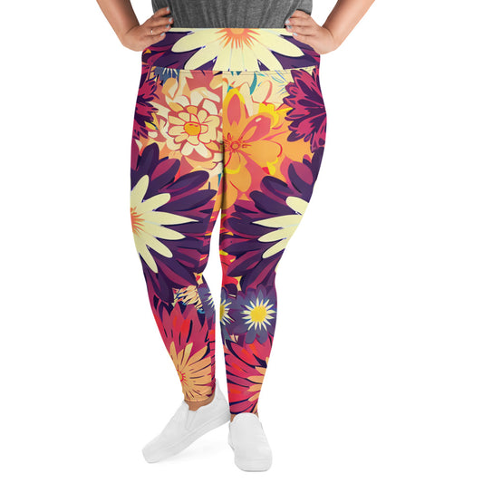 DMV 0097 Floral All-Over Print Plus Size Leggings