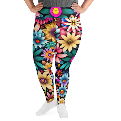 DMV 0265 Floral All-Over Print Plus Size Leggings