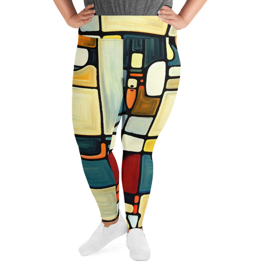 DMV 0117 Abstract Art All-Over Print Plus Size Leggings