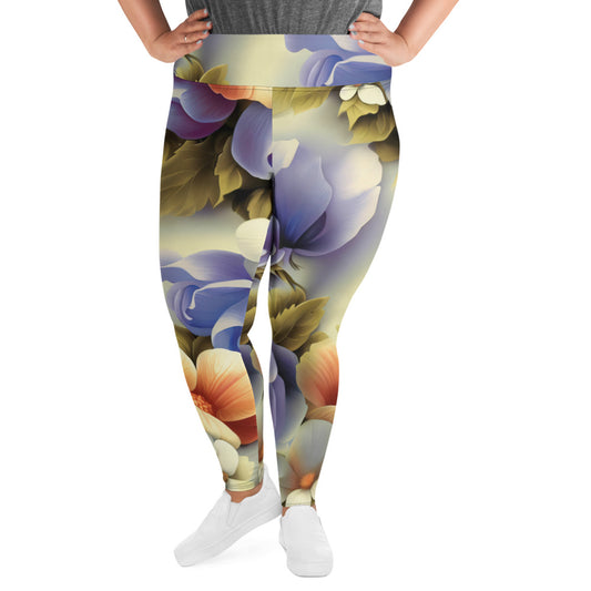 DMV 0109 Floral All-Over Print Plus Size Leggings