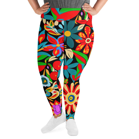 DMV 0116 Floral All-Over Print Plus Size Leggings