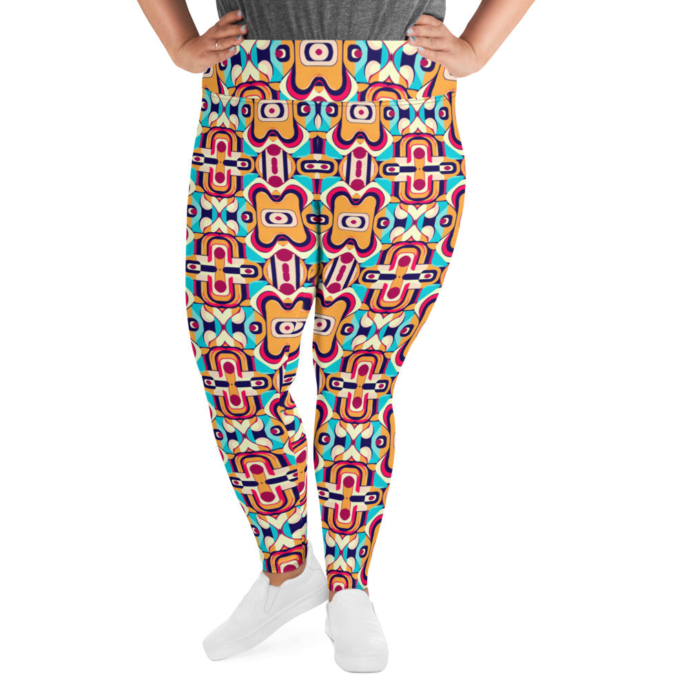 DMV 0160 Vintage Artsy All-Over Print Plus Size Leggings