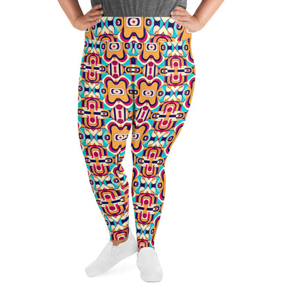 DMV 0160 Vintage Artsy All-Over Print Plus Size Leggings