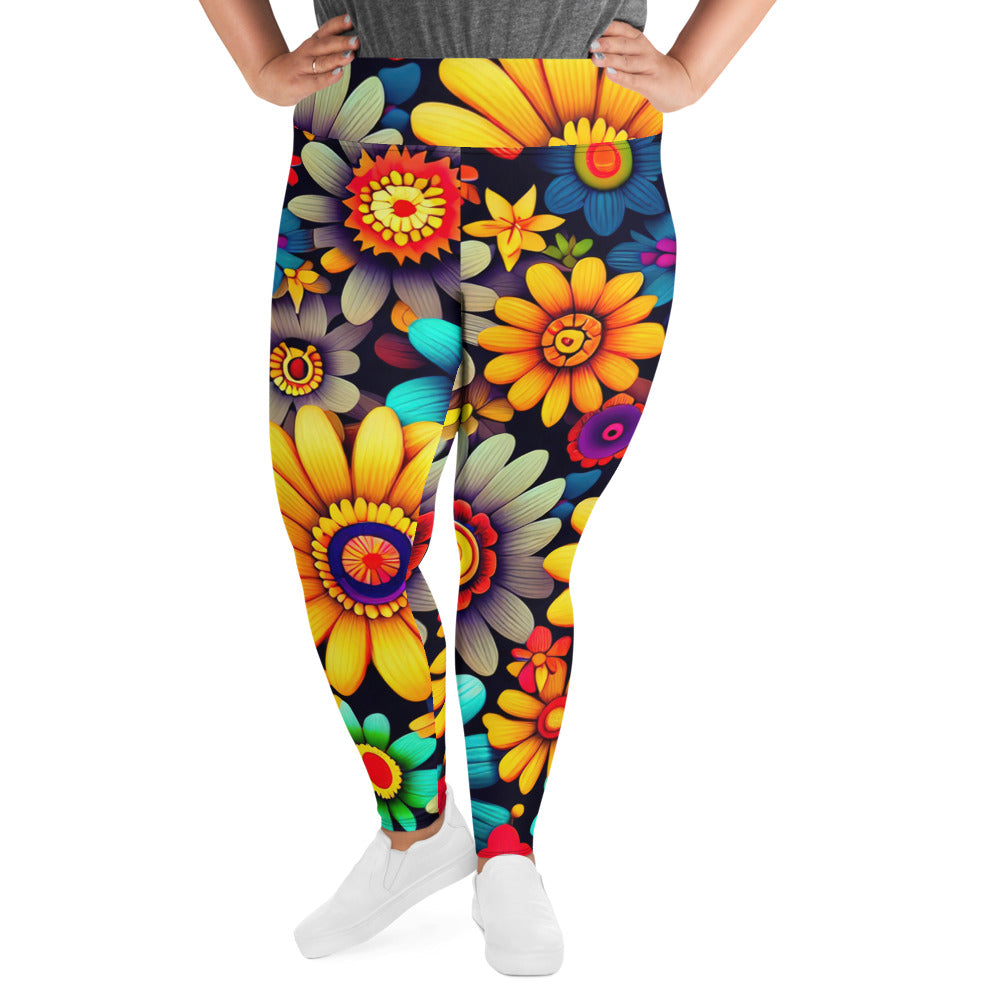 DMV 0158 Floral All-Over Print Plus Size Leggings