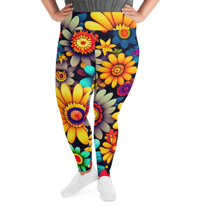 DMV 0158 Floral All-Over Print Plus Size Leggings