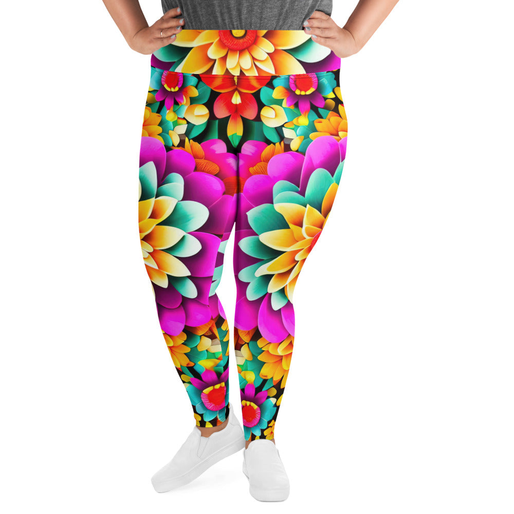 DMV 0250 Floral All-Over Print Plus Size Leggings