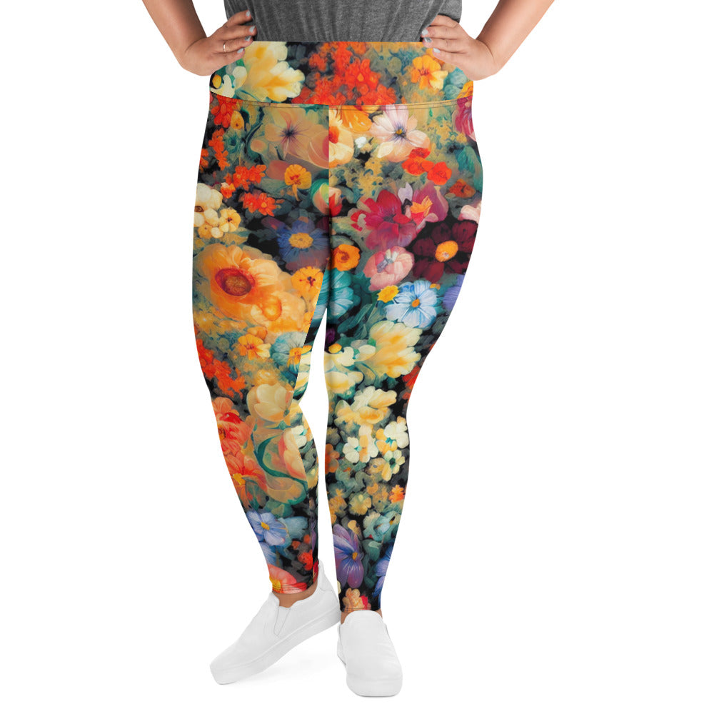 DMV 0150 Floral All-Over Print Plus Size Leggings