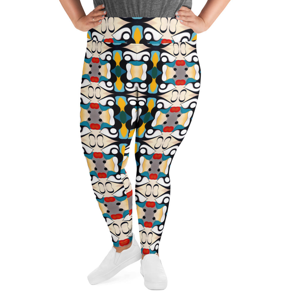 DMV 0139 Vintage Artsy All-Over Print Plus Size Leggings