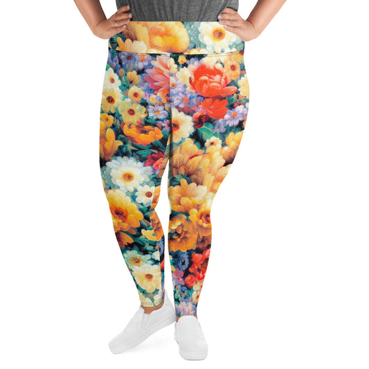 DMV 0146 Floral All-Over Print Plus Size Leggings