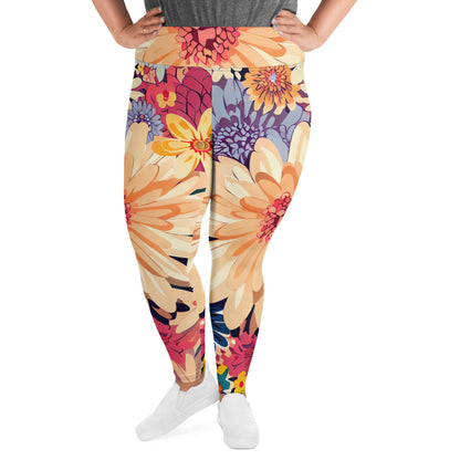 DMV 0137 Floral All-Over Print Plus Size Leggings