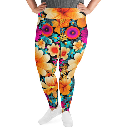 DMV 0259 Floral All-Over Print Plus Size Leggings