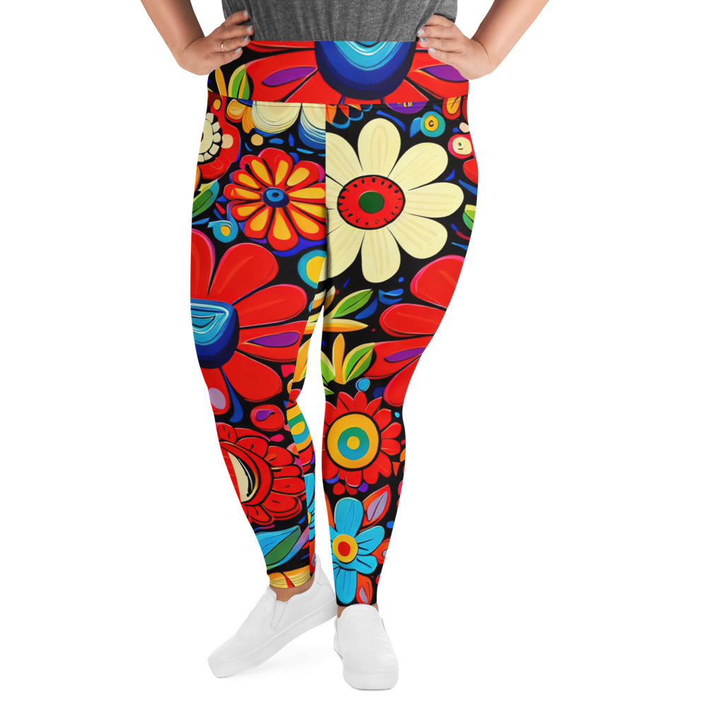 DMV 0178 Floral All-Over Print Plus Size Leggings