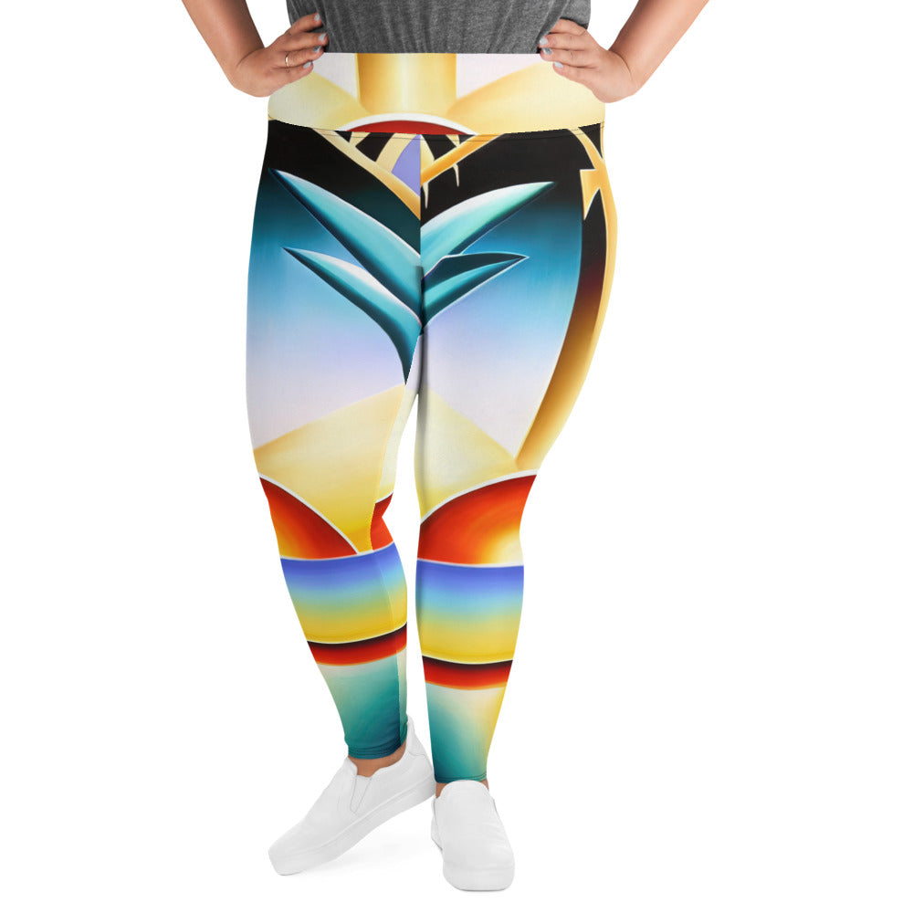 DMV 0262 Retro Art All-Over Print Plus Size Leggings