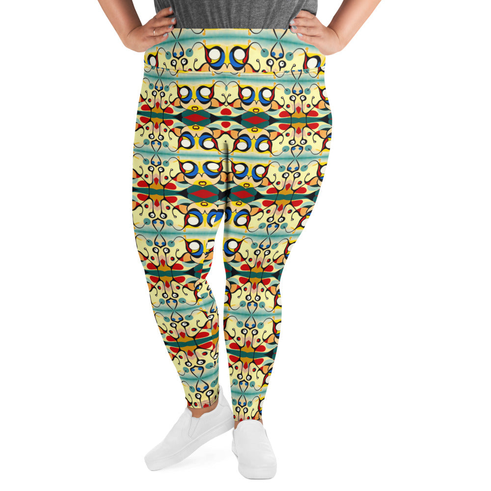 DMV 0405 Vintage Artsy All-Over Print Plus Size Leggings