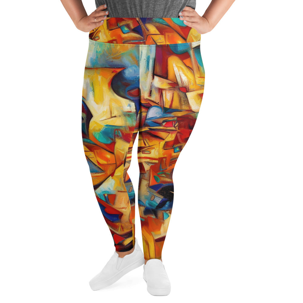 DMV 0416 Abstract Art All-Over Print Plus Size Leggings