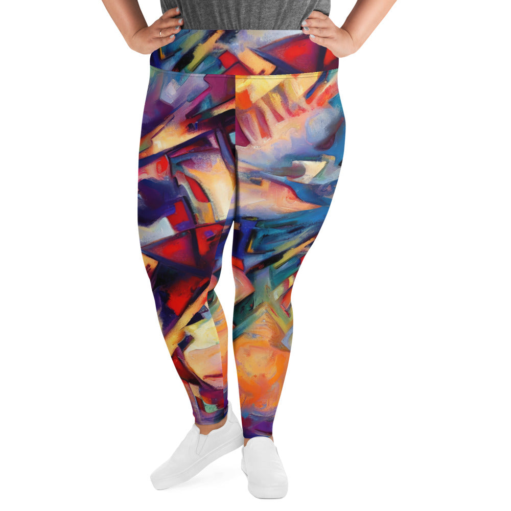 DMV 0308 Abstract Art All-Over Print Plus Size Leggings