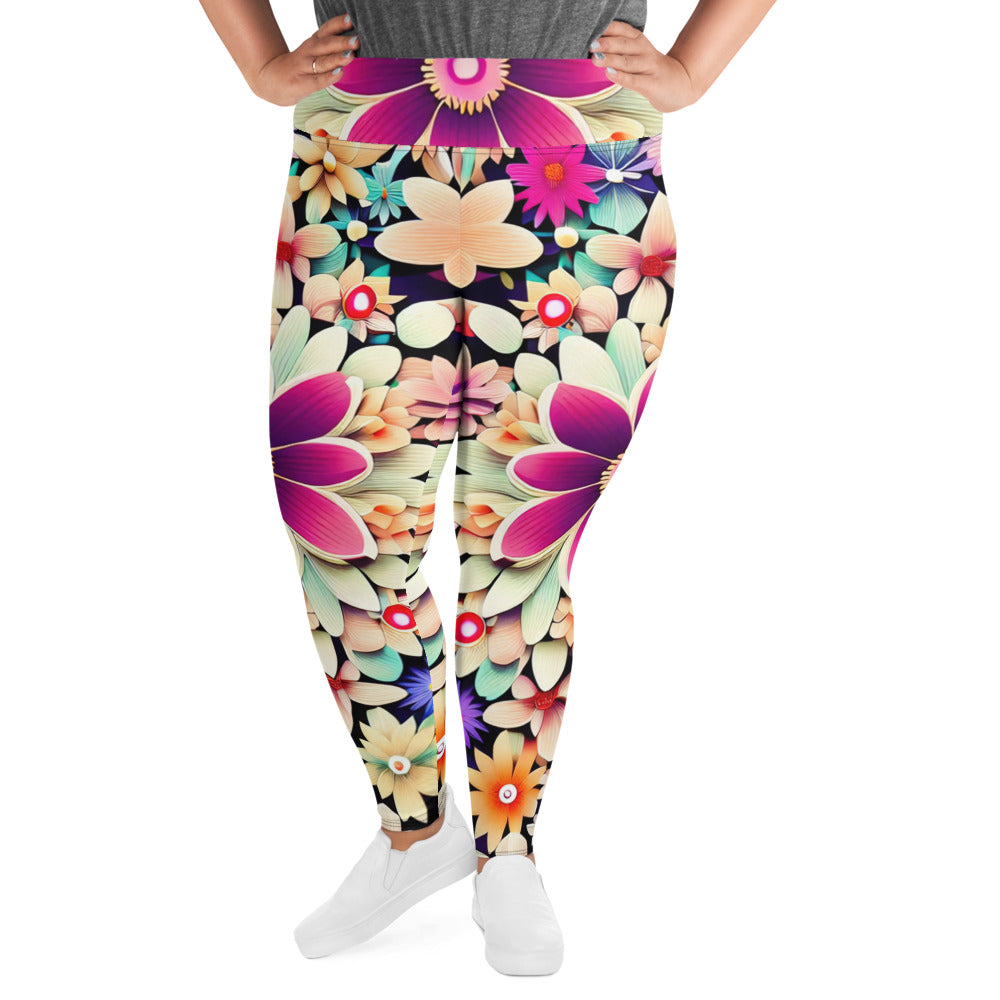 DMV 0307 Floral All-Over Print Plus Size Leggings