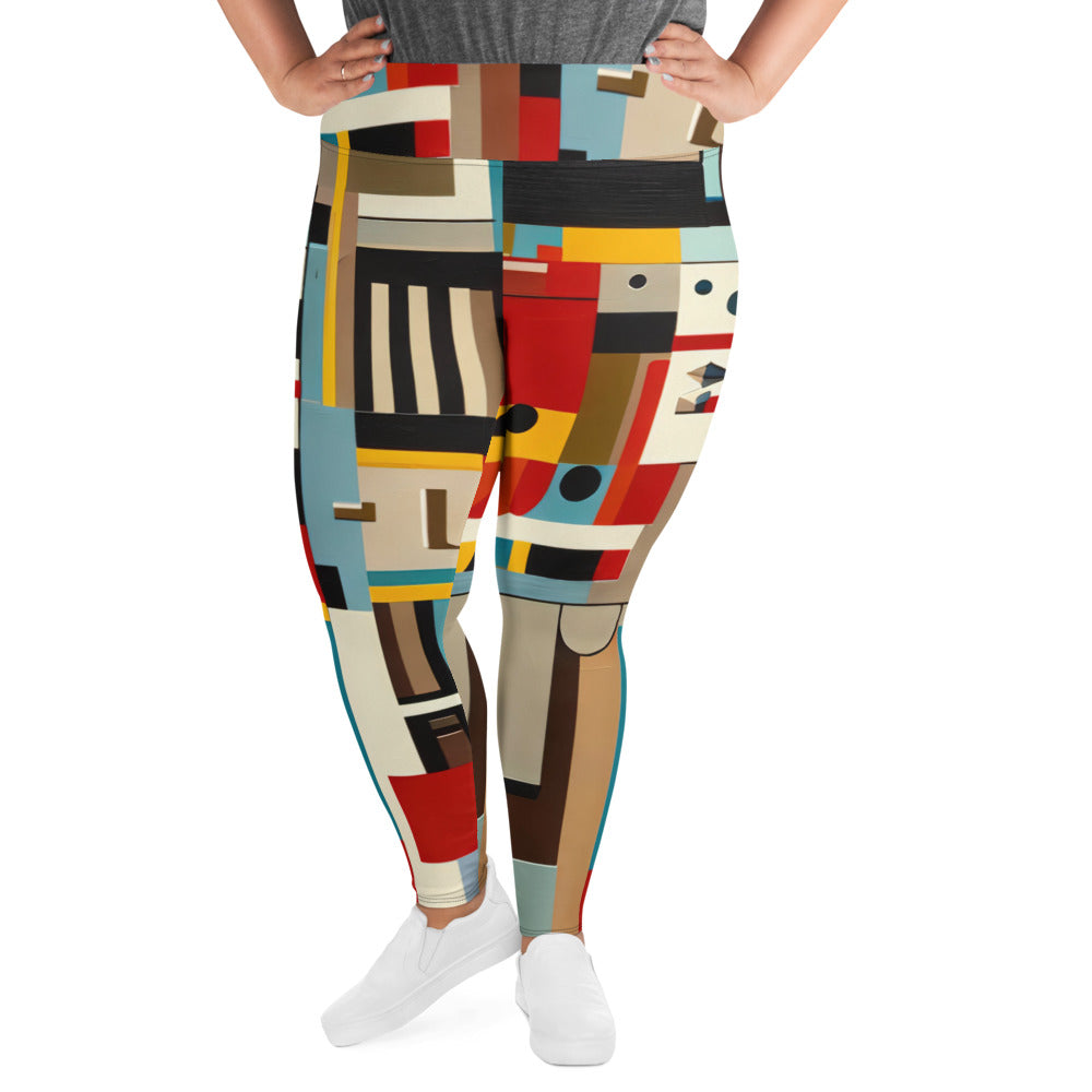 DMV 0413 Abstract Art All-Over Print Plus Size Leggings