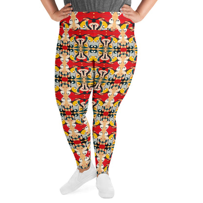 DMV 0203 Vintage Artsy All-Over Print Plus Size Leggings