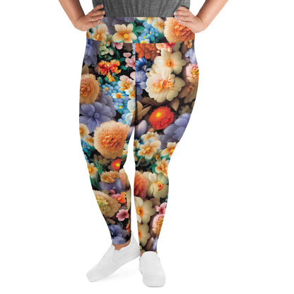 DMV 0302 Floral All-Over Print Plus Size Leggings