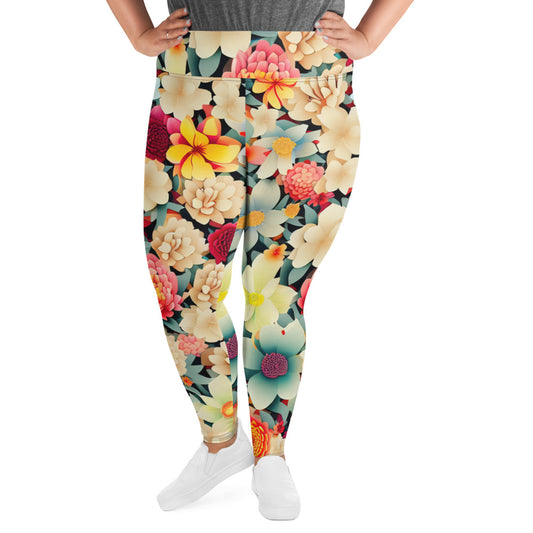 DMV 0260 Floral All-Over Print Plus Size Leggings