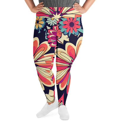 DMV 1525 Floral All-Over Print Plus Size Leggings