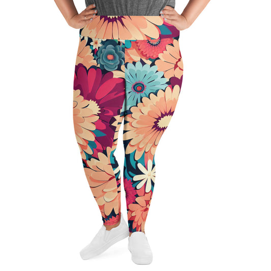 DMV 0293 Floral All-Over Print Plus Size Leggings