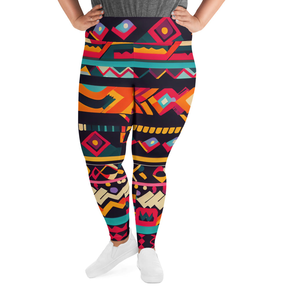 DMV 0409 Boho All-Over Print Plus Size Leggings