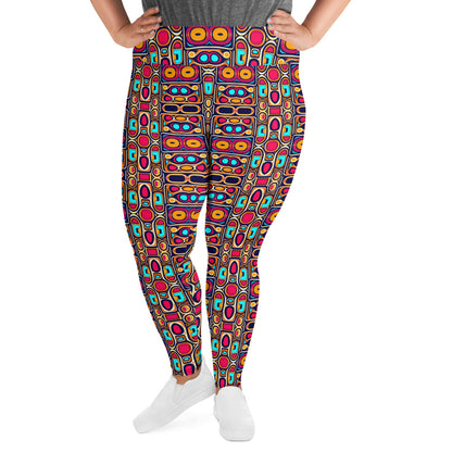 DMV 0185 Vintage Artsy All-Over Print Plus Size Leggings