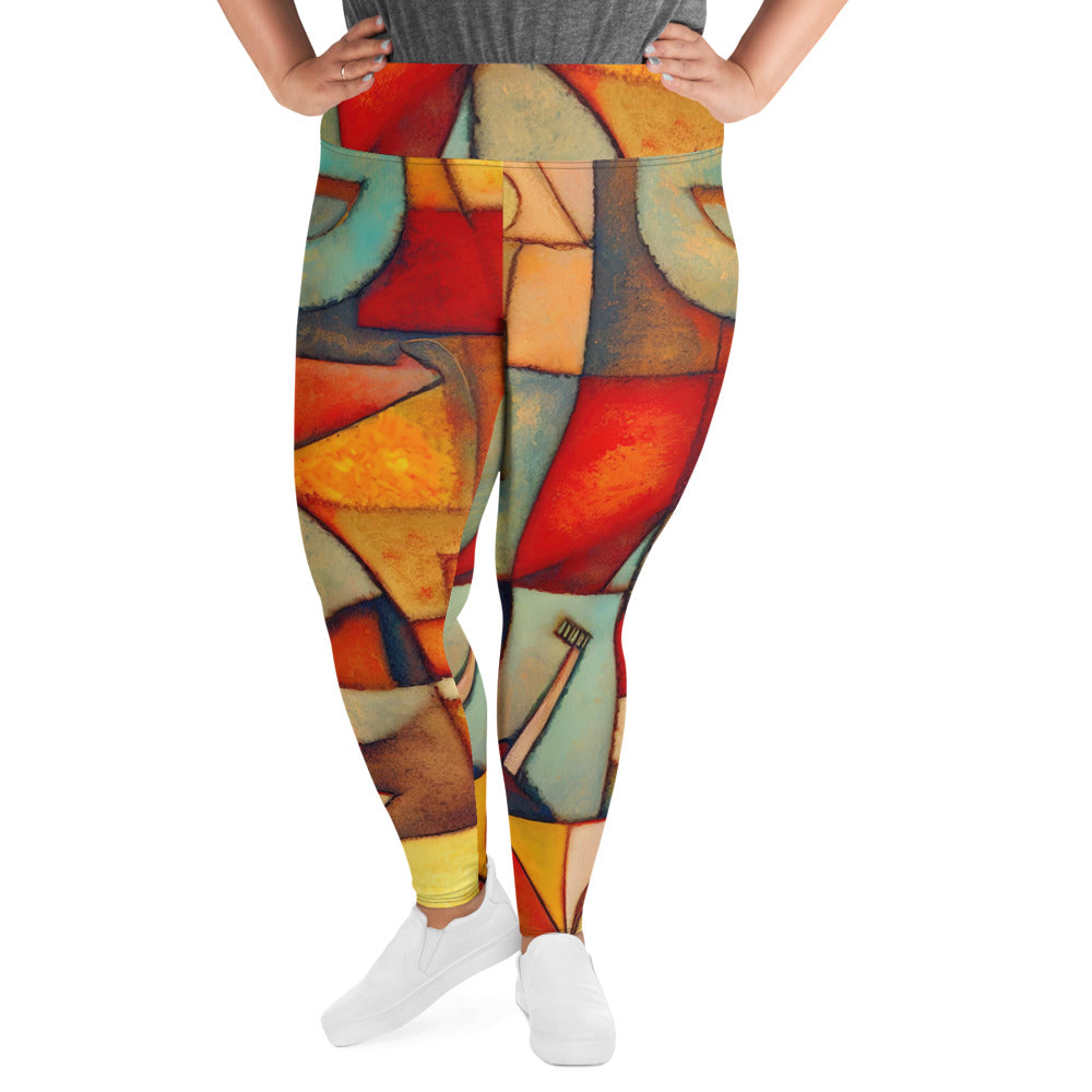 DMV 0298 Retro Art All-Over Print Plus Size Leggings