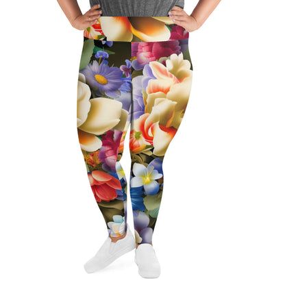 DMV 0268 Floral All-Over Print Plus Size Leggings