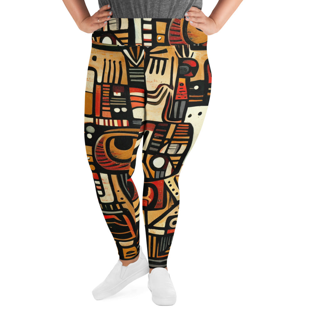 DMV 0505 Retro Art All-Over Print Plus Size Leggings