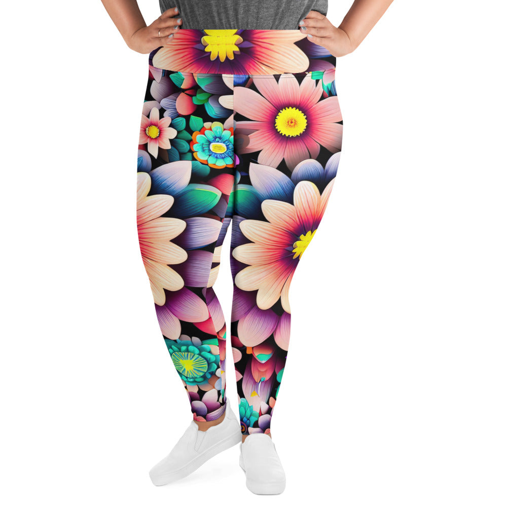 DMV 0515 Floral All-Over Print Plus Size Leggings