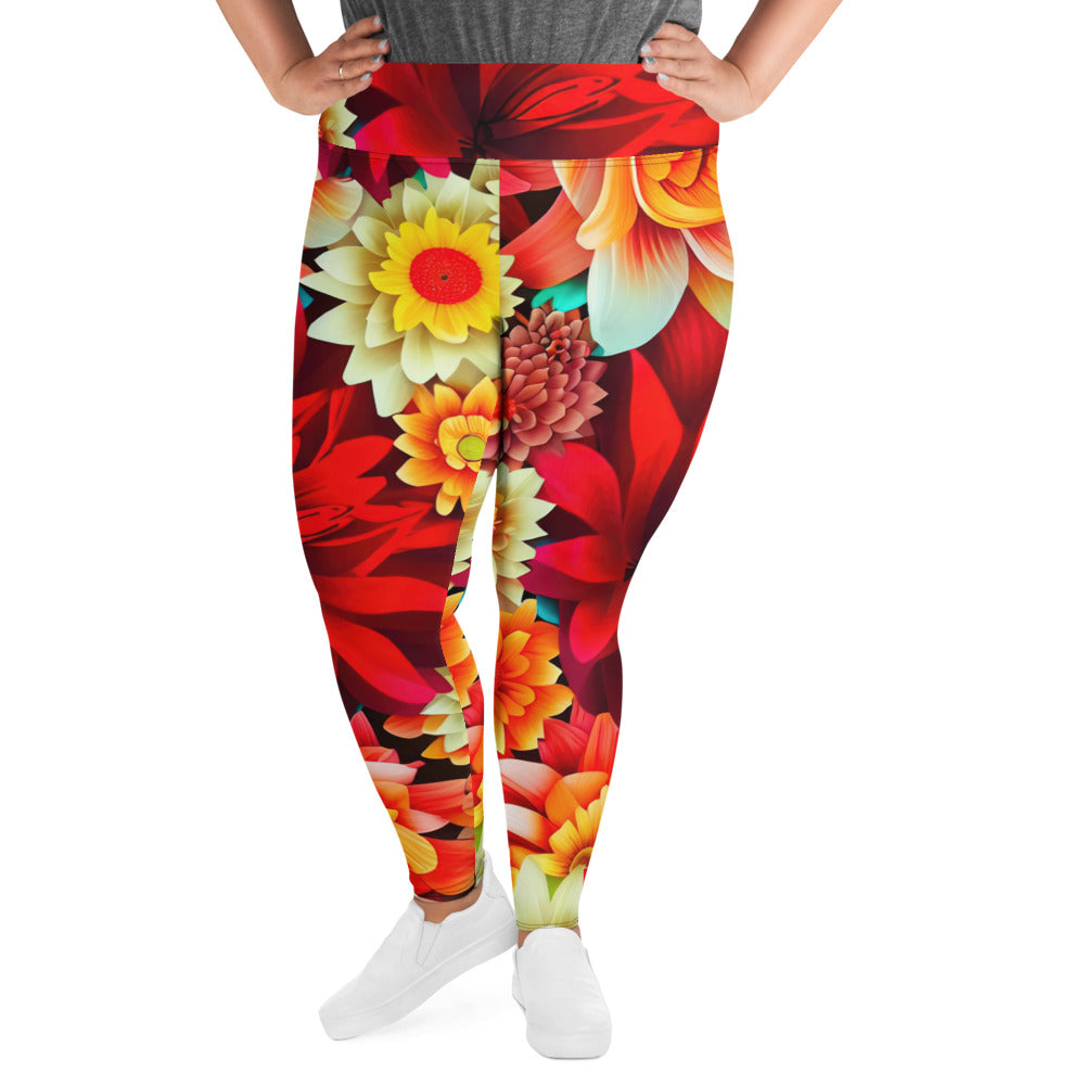 DMV 0419 Floral All-Over Print Plus Size Leggings