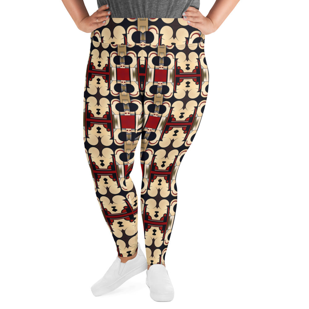 DMV 2033 Conceptual Artsy All-Over Print Plus Size Leggings