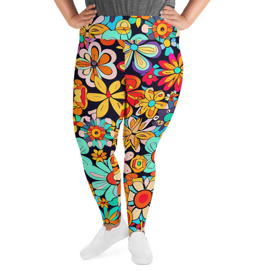 DMV 2126 Floral All-Over Print Plus Size Leggings