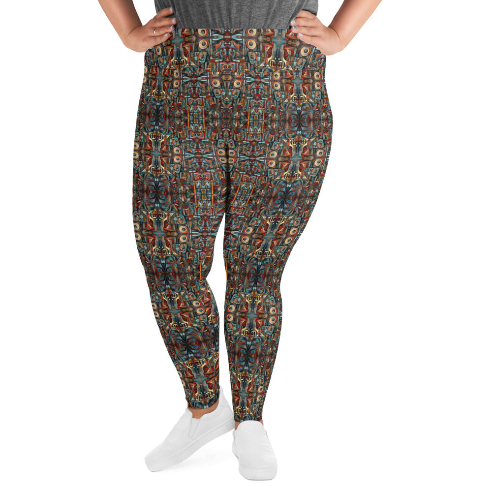 DMV 1437 Conceptual Artsy All-Over Print Plus Size Leggings