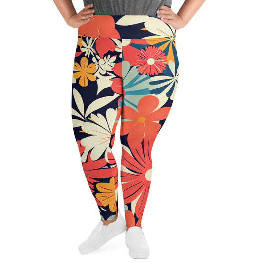 DMV 1197 Floral All-Over Print Plus Size Leggings