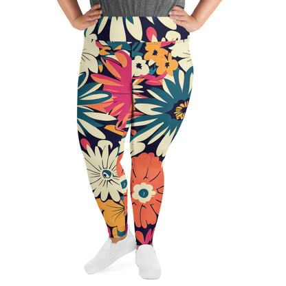 DMV 1429 Floral All-Over Print Plus Size Leggings