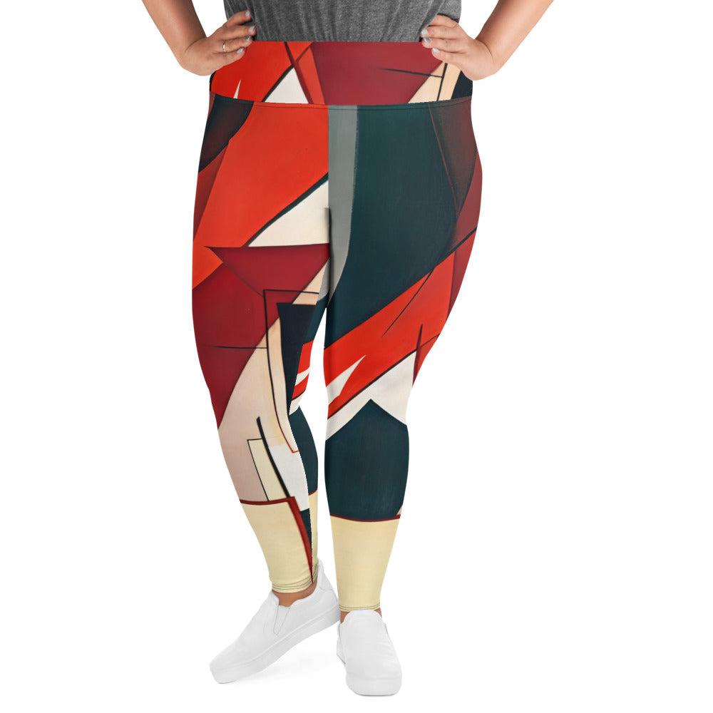 DMV 1527 Abstract Art All-Over Print Plus Size Leggings