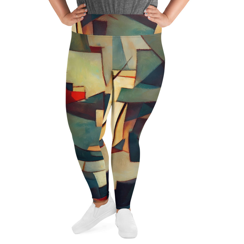 DMV 1671 Abstract Art All-Over Print Plus Size Leggings