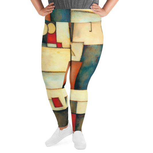 DMV 1583 Abstract Art All-Over Print Plus Size Leggings