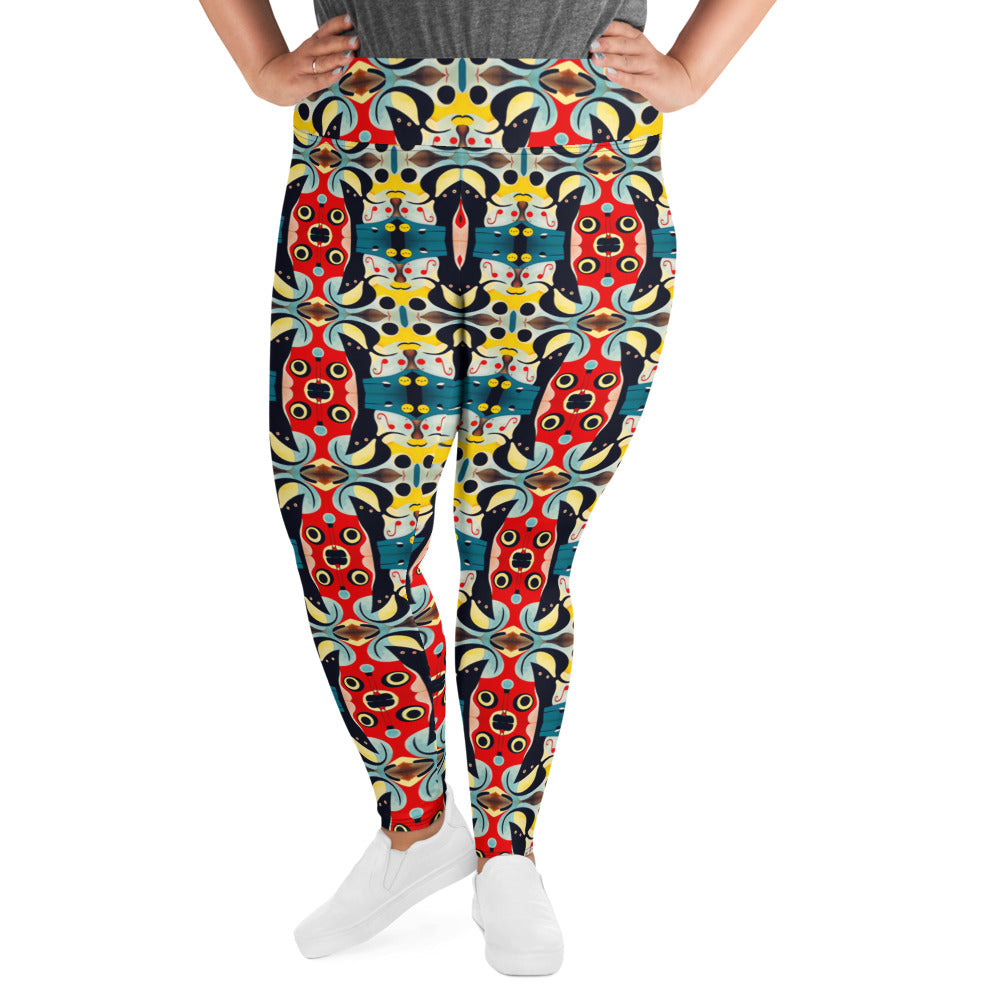 DMV 1706 Vintage Artsy All-Over Print Plus Size Leggings