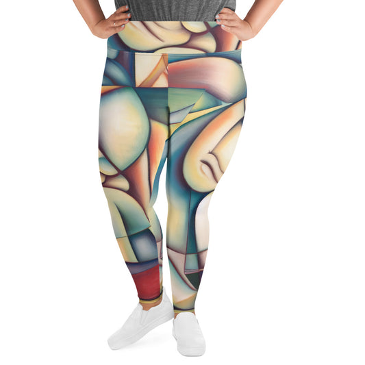 DMV 1393 Abstract Art All-Over Print Plus Size Leggings