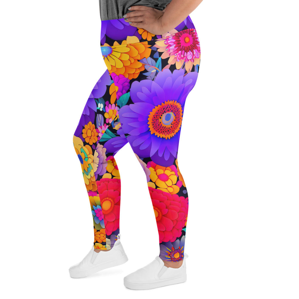 DMV 0220 Floral All-Over Print Plus Size Leggings