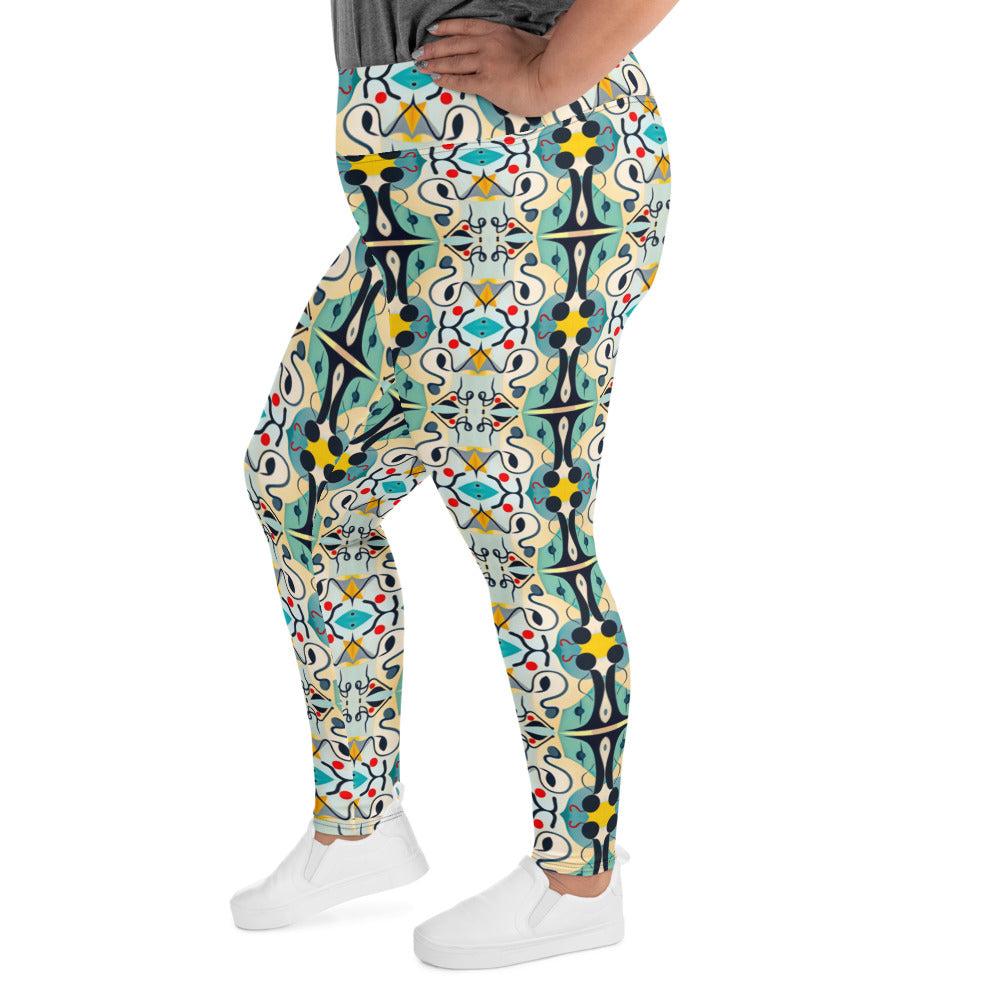 DMV 0076 Vintage Artsy All-Over Print Plus Size Leggings