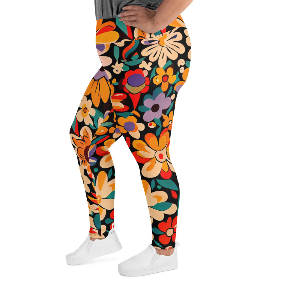 DMV 0029 Floral All-Over Print Plus Size Leggings